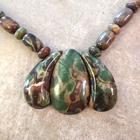 Jay King - Rainforest Jasper Necklace, Sterling Silver Clasp - Picture 2 of 5
